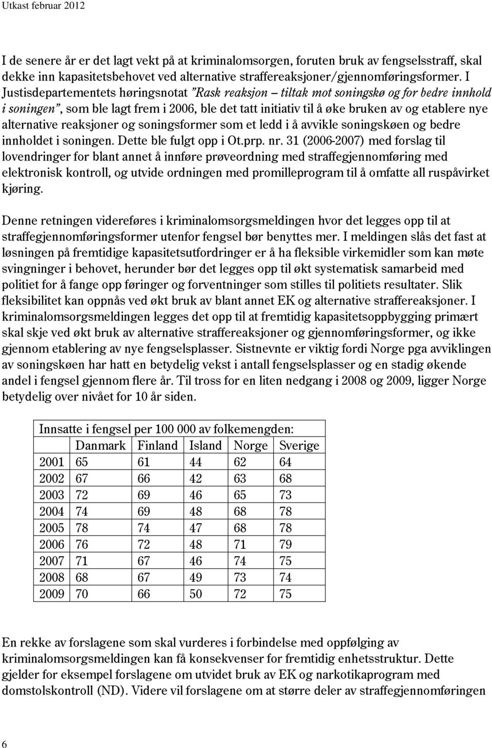 alternative reaksjoner og soningsformer som et ledd i å avvikle soningskøen og bedre innholdet i soningen. Dette ble fulgt opp i Ot.prp. nr.