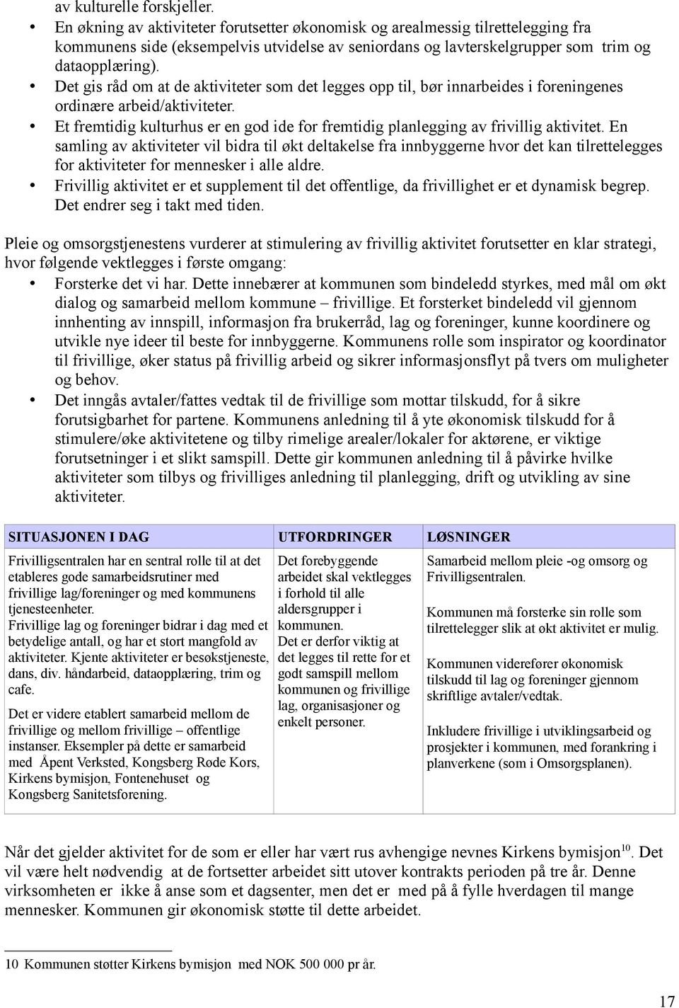 Det gis råd om at de aktiviteter som det legges opp til, bør innarbeides i foreningenes ordinære arbeid/aktiviteter.