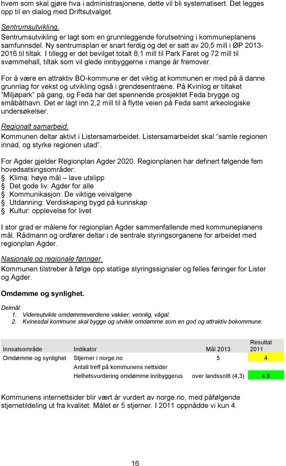 I tillegg er det bevilget totalt 8,1 mill til Park Faret og 72 mill til svømmehall, tiltak som vil glede innbyggerne i mange år fremover.