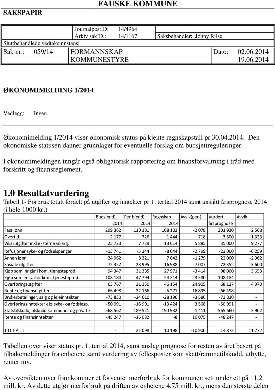 I økonomimeldingen inngår også obligatorisk rapportering om finansforvaltning i tråd med forskrift og finansreglement. 1.