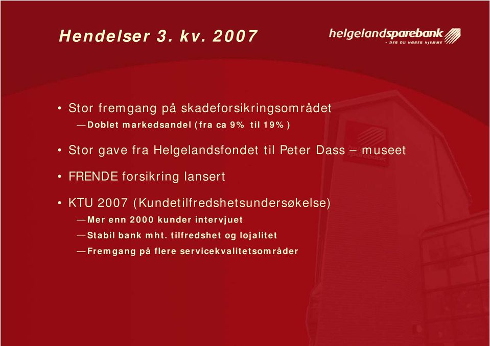 19%) Stor gave fra Helgelandsfondet til Peter Dass museet FRENDE forsikring lansert