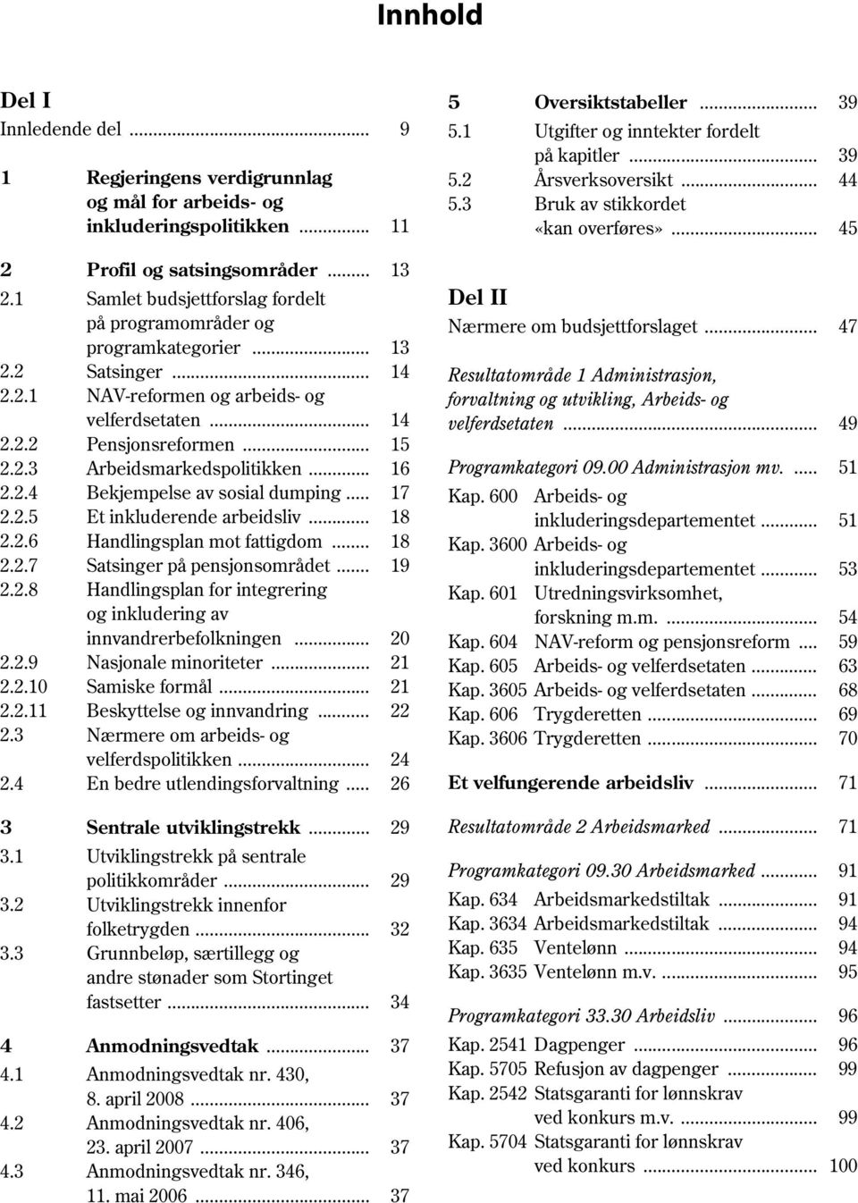 .. 13 Samlet budsjettforslag fordelt på programområder og programkategorier... 13 Satsinger... 14 NAV-reformen og arbeids- og velferdsetaten... 14 Pensjonsreformen... 15 Arbeidsmarkedspolitikken.