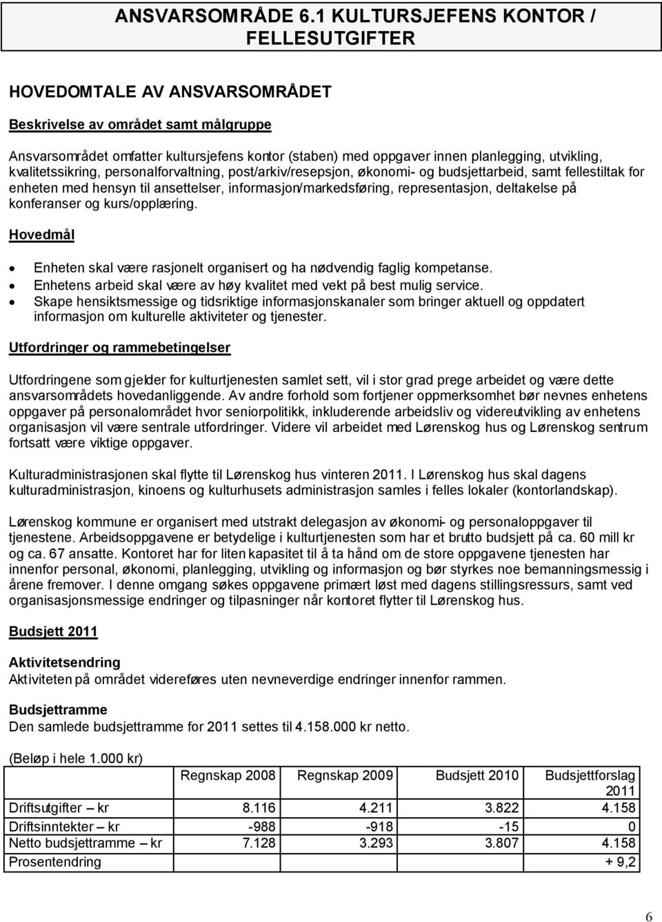 utvikling, kvalitetssikring, personalforvaltning, post/arkiv/resepsjon, økonomi- og budsjettarbeid, samt fellestiltak for enheten med hensyn til ansettelser, informasjon/markedsføring,