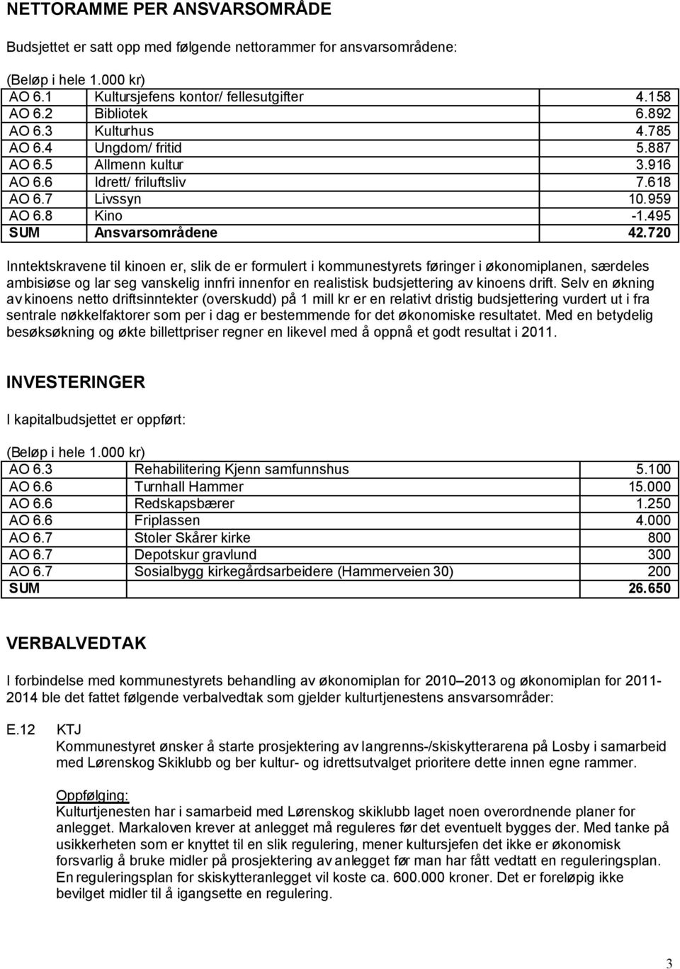 720 Inntektskravene til kinoen er, slik de er formulert i kommunestyrets føringer i økonomiplanen, særdeles ambisiøse og lar seg vanskelig innfri innenfor en realistisk budsjettering av kinoens drift.