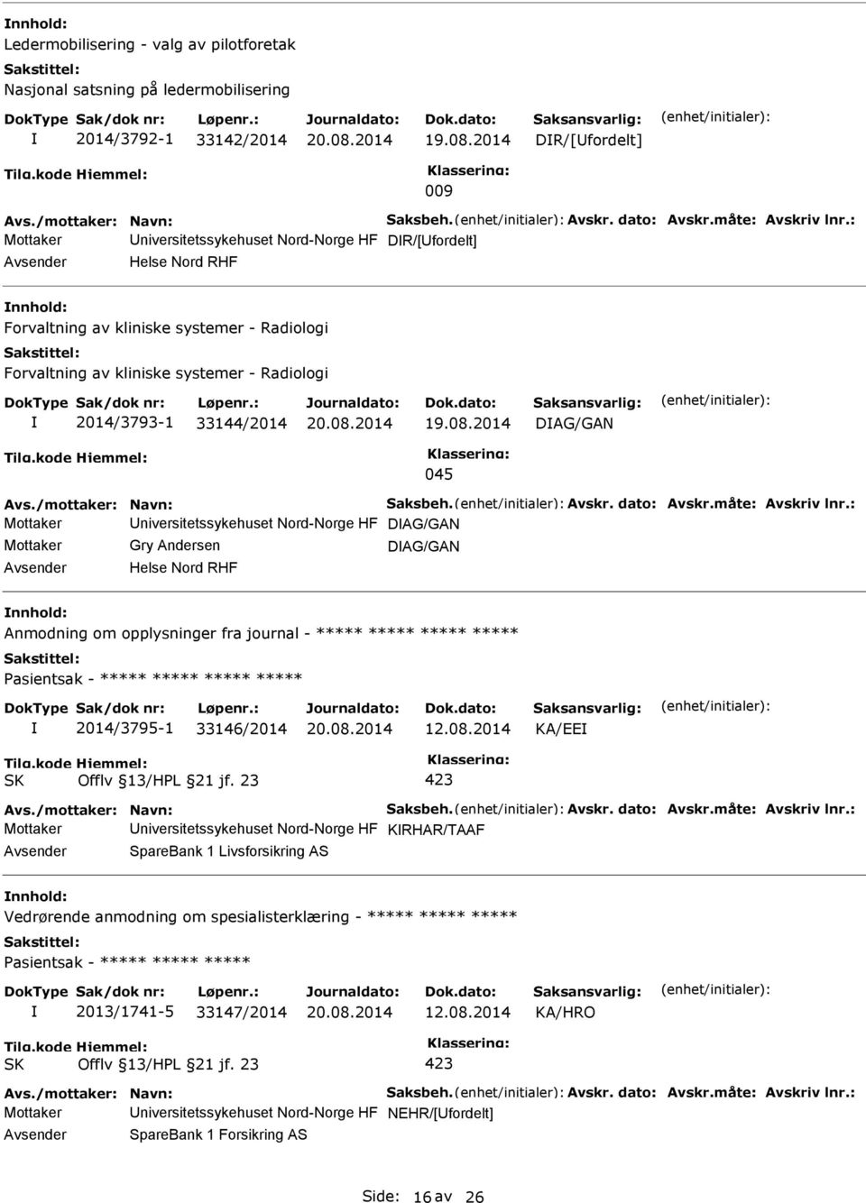 DAG/GAN 045 Avs./mottaker: Navn: Saksbeh. Avskr. dato: Avskr.måte: Avskriv lnr.