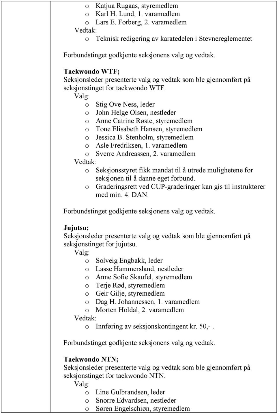 varamedlem o Sverre Andreassen, 2. varamedlem o Seksjonsstyret fikk mandat til å utrede mulighetene for seksjonen til å danne eget forbund.