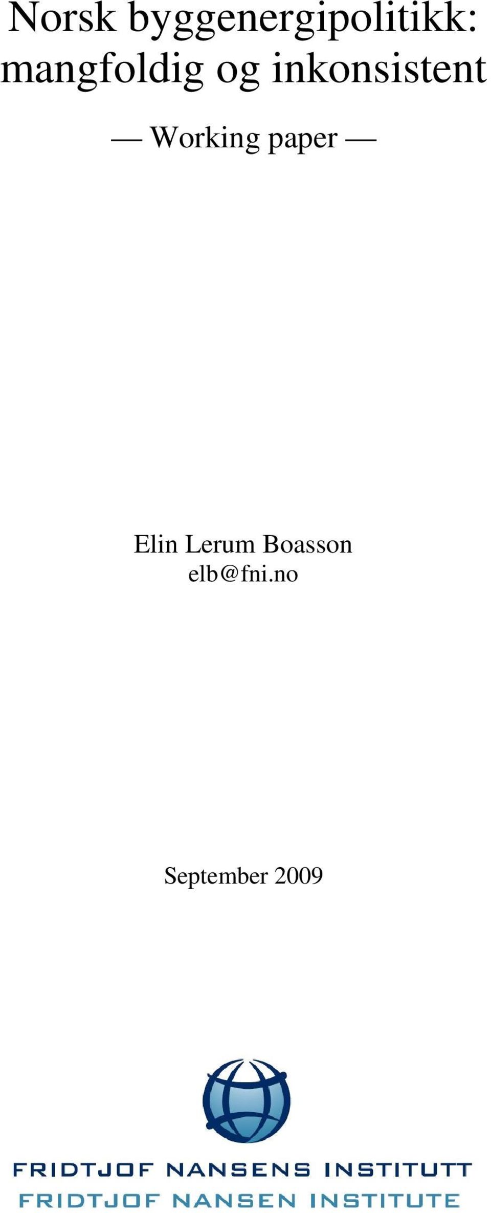 Working paper Elin Lerum