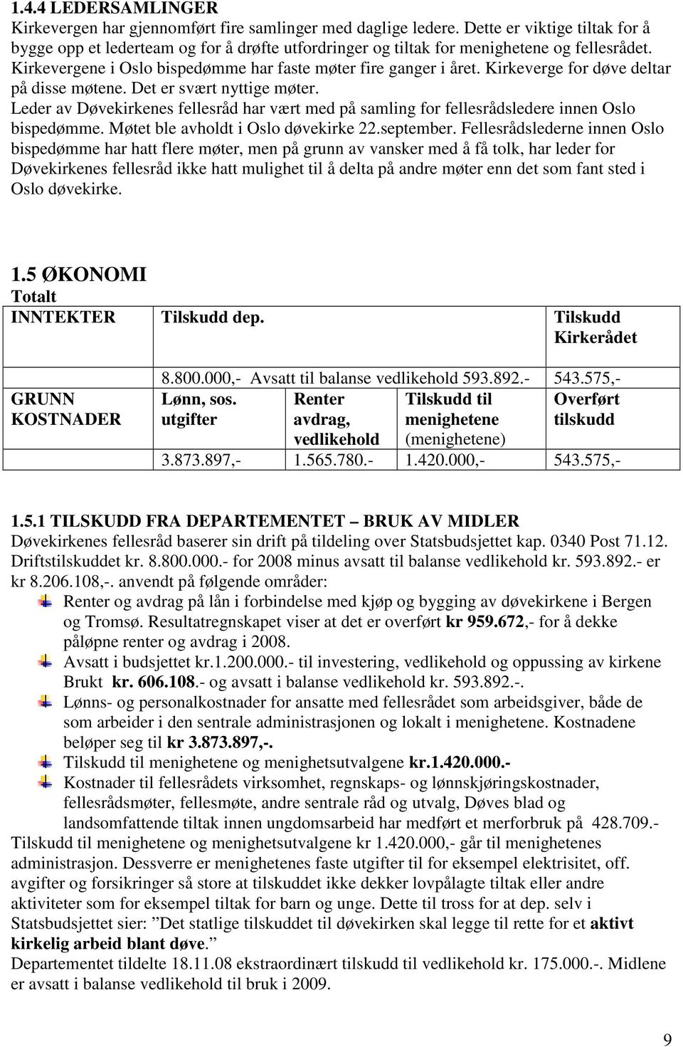 Kirkeverge for døve deltar på disse møtene. Det er svært nyttige møter. Leder av Døvekirkenes fellesråd har vært med på samling for fellesrådsledere innen Oslo bispedømme.