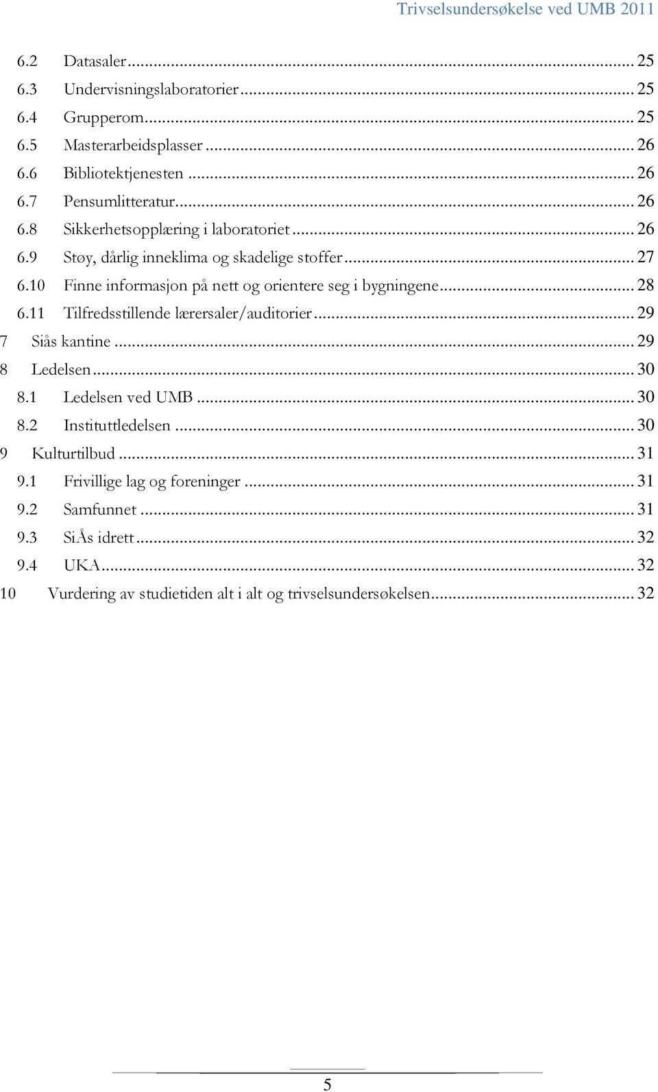 11 Tilfredsstillende lærersaler/auditorier... 29 7 Siås kantine... 29 8 Ledelsen... 30 8.1 Ledelsen ved UMB... 30 8.2 Instituttledelsen... 30 9 Kulturtilbud... 31 9.