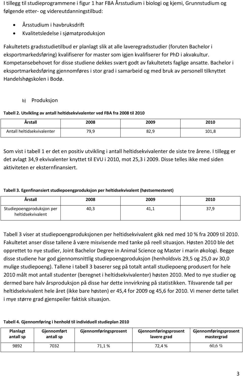 akvakultur. Kompetansebehovet for disse studiene dekkes svært godt av fakultetets faglige ansatte.