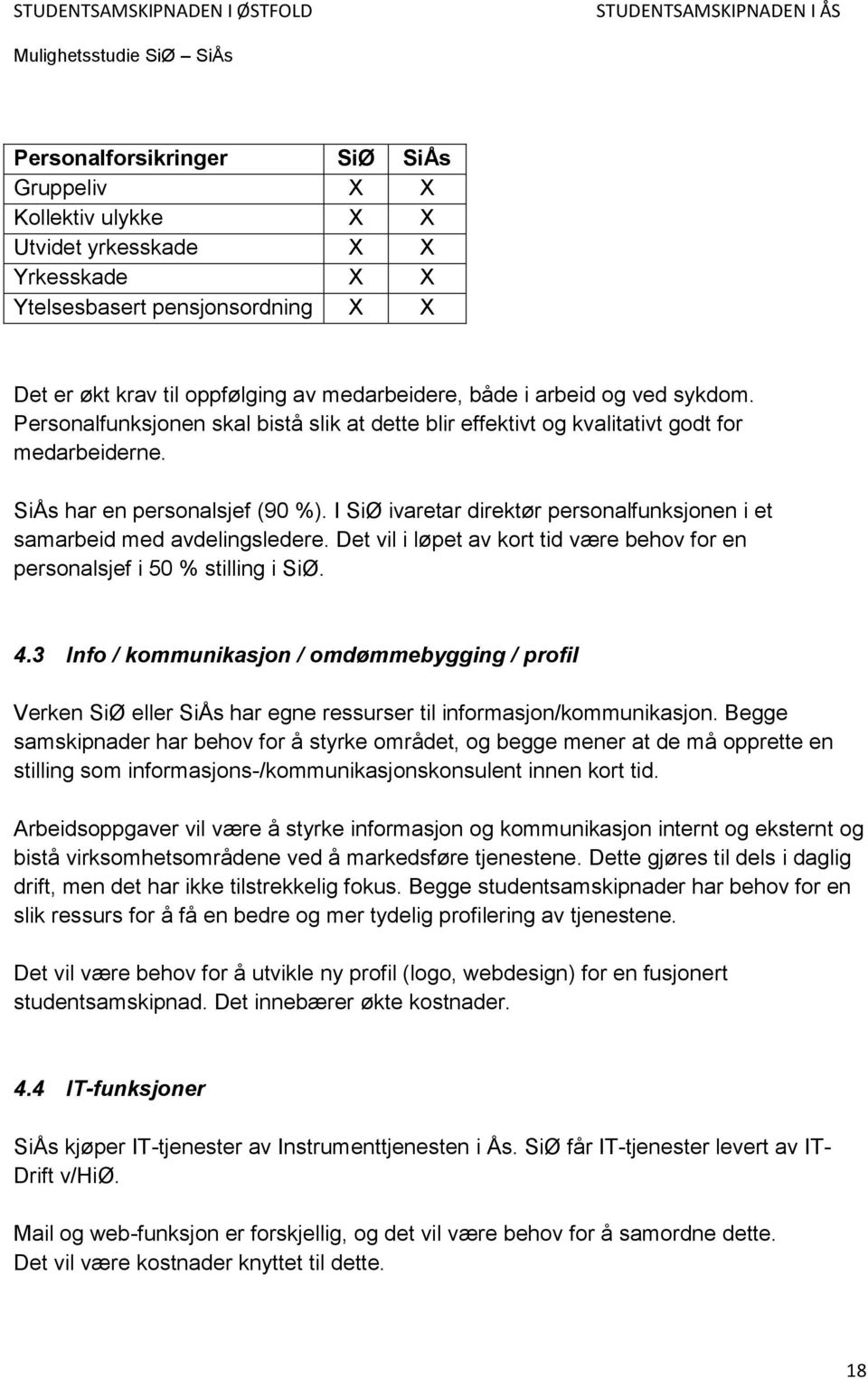 I SiØ ivaretar direktør personalfunksjonen i et samarbeid med avdelingsledere. Det vil i løpet av kort tid være behov for en personalsjef i 50 % stilling i SiØ. 4.