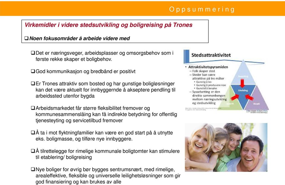 God kommunikasjon og bredbånd er positivt Er Trones attraktiv som bosted og har gunstige boligløsninger kan det være aktuelt for innbyggernde å akseptere pendling til arbeidssted utenfor bygda