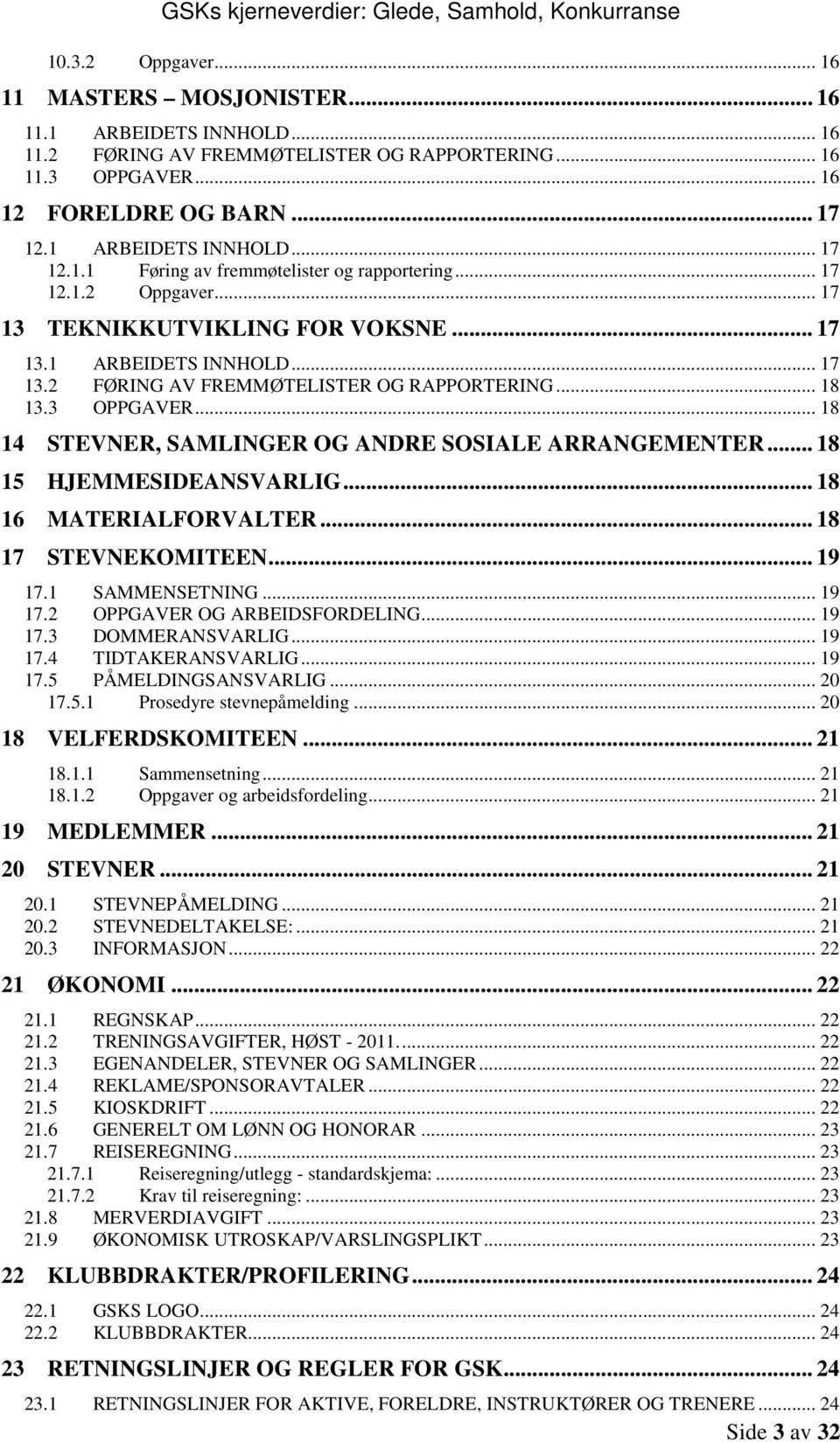 .. 18 13.3 OPPGAVER... 18 14 STEVNER, SAMLINGER OG ANDRE SOSIALE ARRANGEMENTER... 18 15 HJEMMESIDEANSVARLIG... 18 16 MATERIALFORVALTER... 18 17 STEVNEKOMITEEN... 19 17.1 SAMMENSETNING... 19 17.2 OPPGAVER OG ARBEIDSFORDELING.