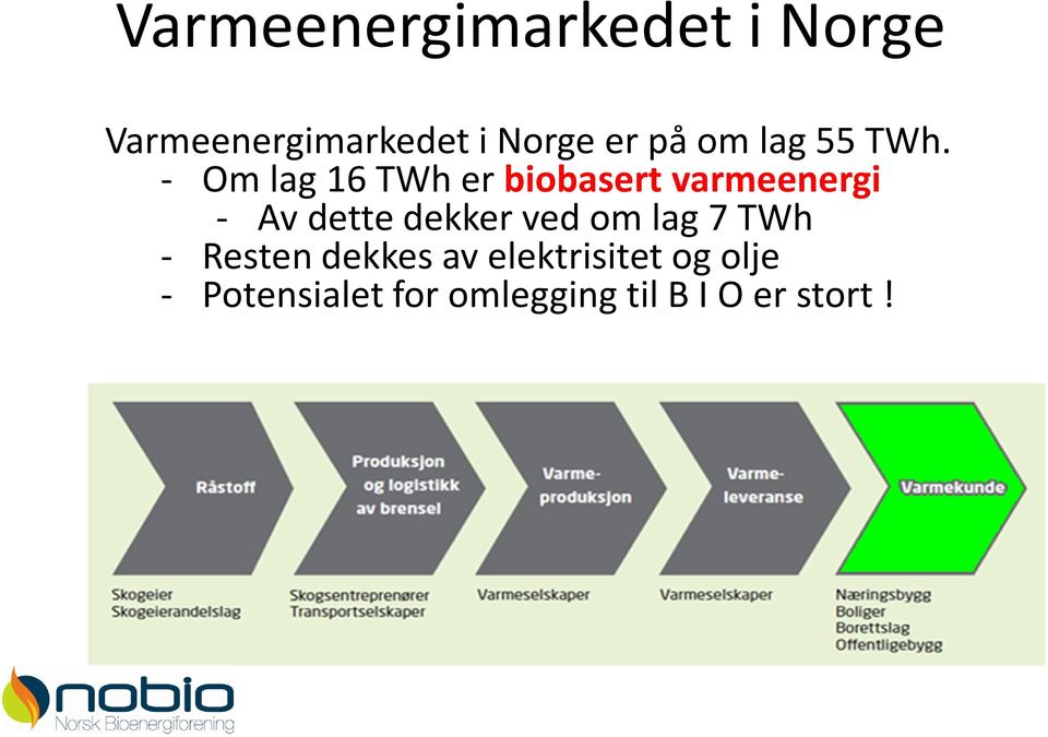 - Om lag 16 TWh er biobasert varmeenergi - Av dette dekker