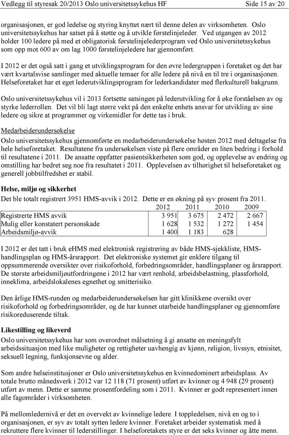 Ved utgangen av 2012 holder 100 ledere på med et obligatorisk førstelinjelederprogram ved Oslo universitetssykehus som opp mot 600 av om lag 1000 førstelinjeledere har gjennomført.