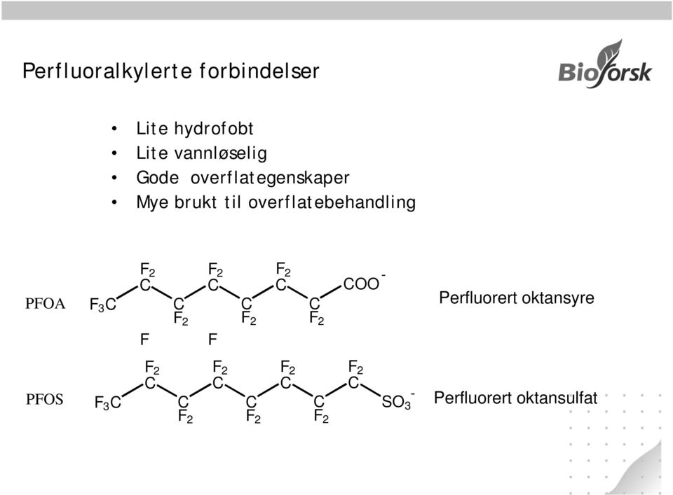 brukt til overflatebehandling PFOA F 3 F F - OO