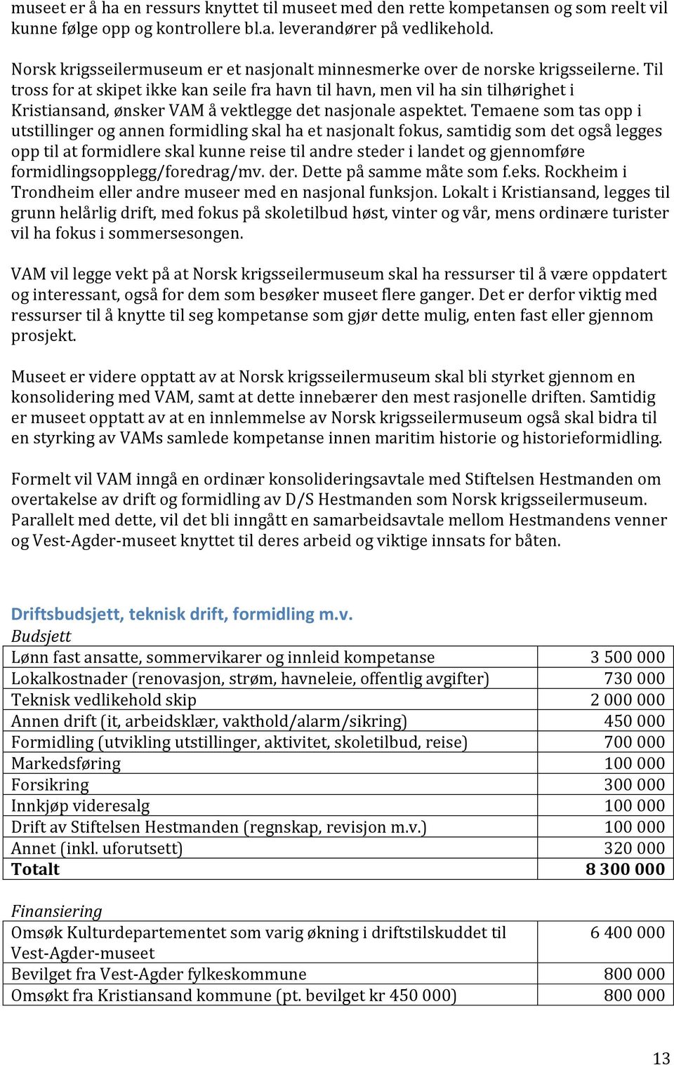 Til tross for at skipet ikke kan seile fra havn til havn, men vil ha sin tilhørighet i Kristiansand, ønsker VAM å vektlegge det nasjonale aspektet.