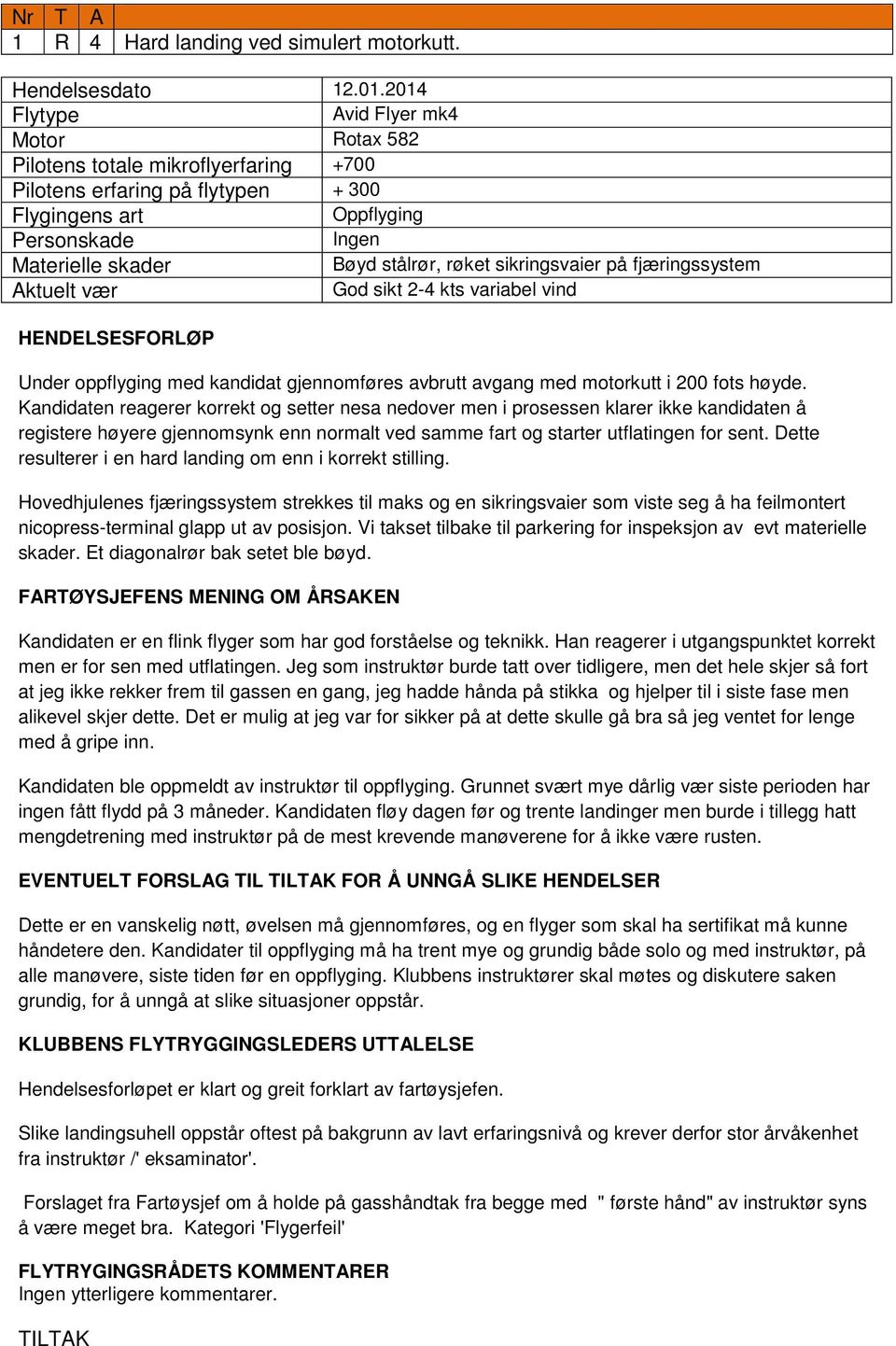 vind Under oppflyging med kandidat gjennomføres avbrutt avgang med motorkutt i 200 fots høyde.