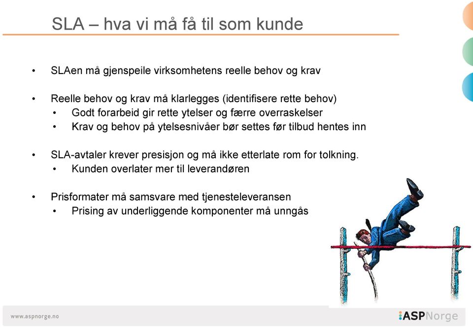 ytelsesnivåer bør settes før tilbud hentes inn SLA-avtaler krever presisjon og må ikke etterlate rom for tolkning.