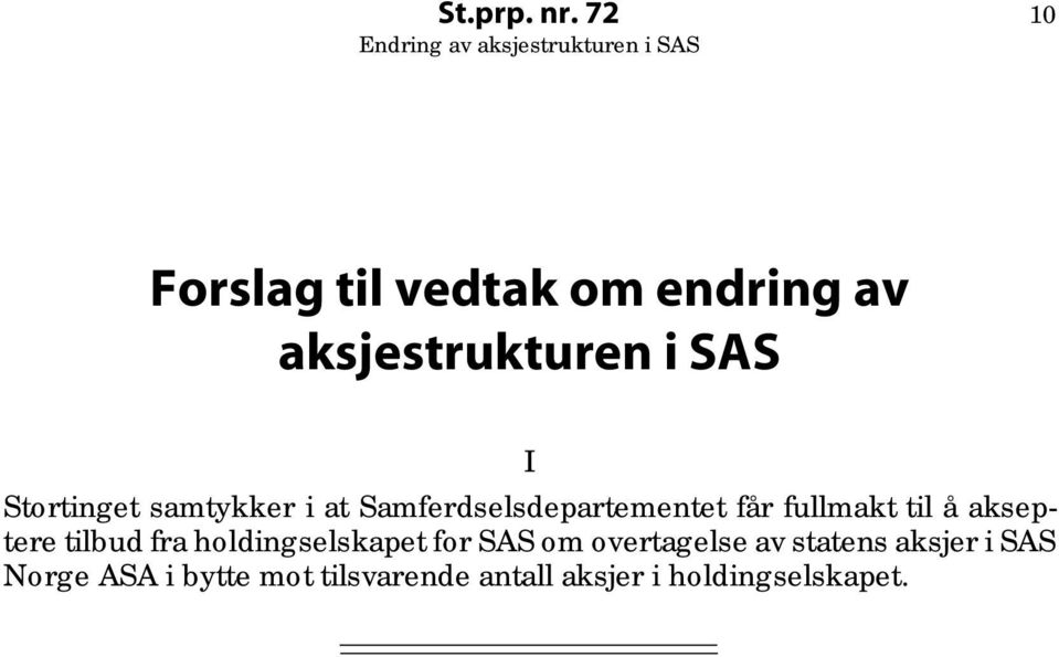 samtykker i at Samferdselsdepartementet får fullmakt til å akseptere