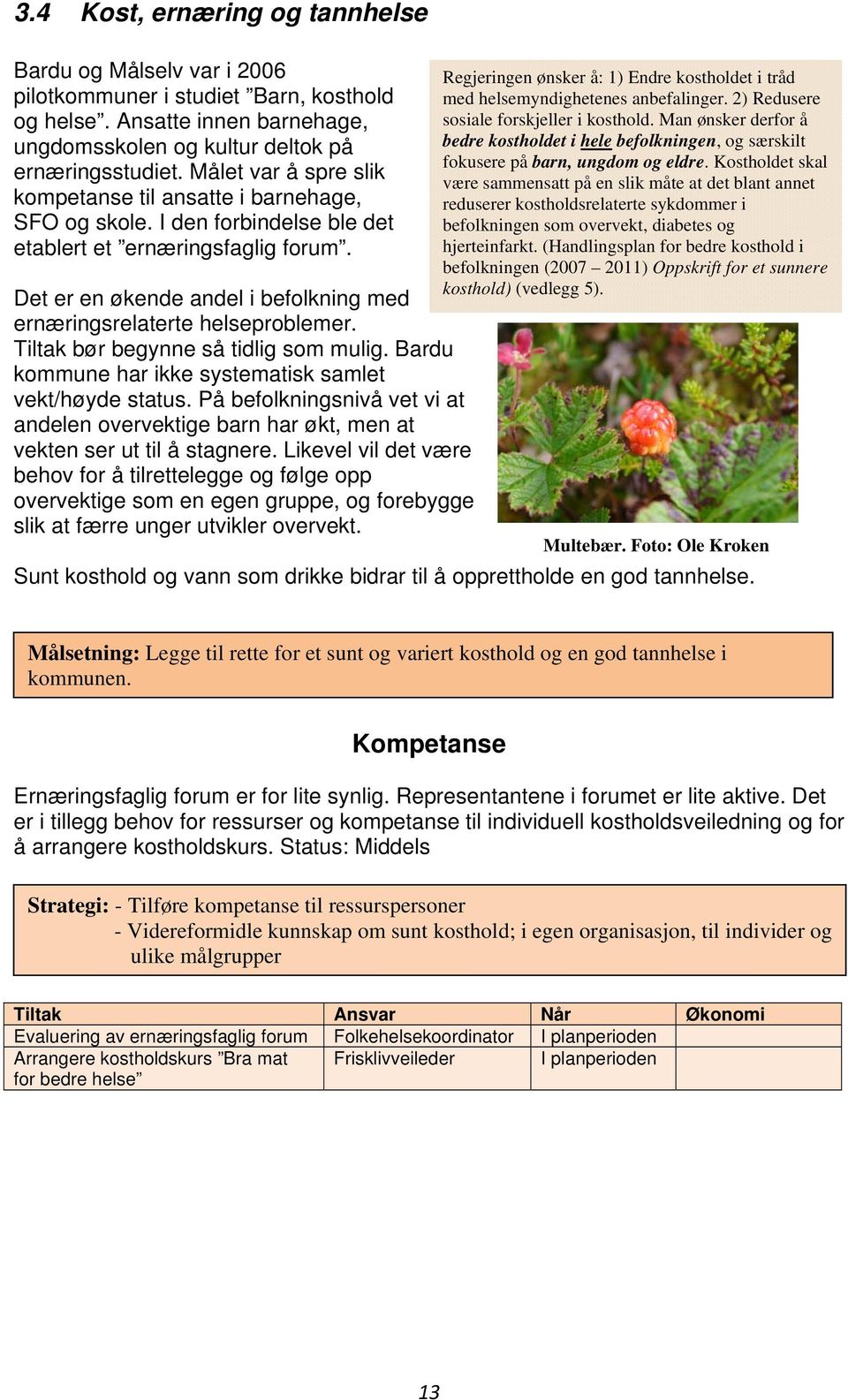 Det er en økende andel i befolkning med ernæringsrelaterte helseproblemer. Tiltak bør begynne så tidlig som mulig. Bardu kommune har ikke systematisk samlet vekt/høyde status.