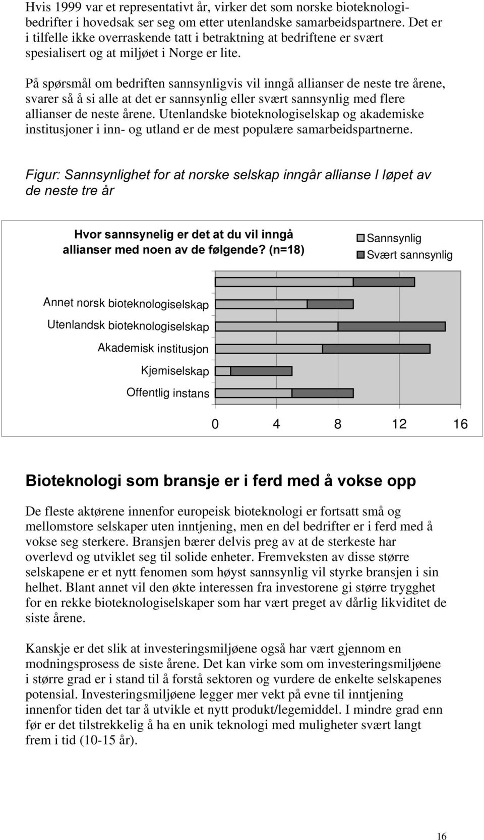 På spørsmål om bedriften sannsynligvis vil inngå allianser de neste tre årene, svarer så å si alle at det er sannsynlig eller svært sannsynlig med flere allianser de neste årene.