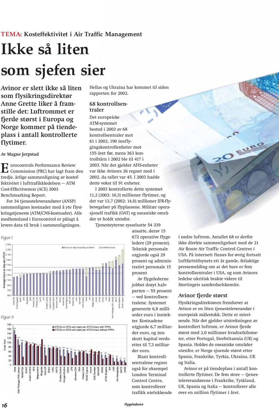 Av Magne Jerpstad Eurocontrols Performance Review Commission (PRC) har lagt fram den tredje, årlige sammenligning av kosteffektivitet i lufttrafikkledelsen ATM Cost-Effectiveness (ACE) 2003