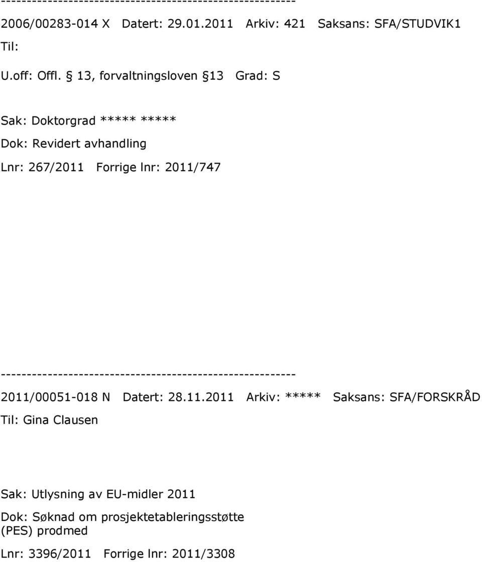 2011 Arkiv: 421 Saksans: SFA/STUDVIK1 Sak: Doktorgrad ***** ***** Dok: Revidert avhandling