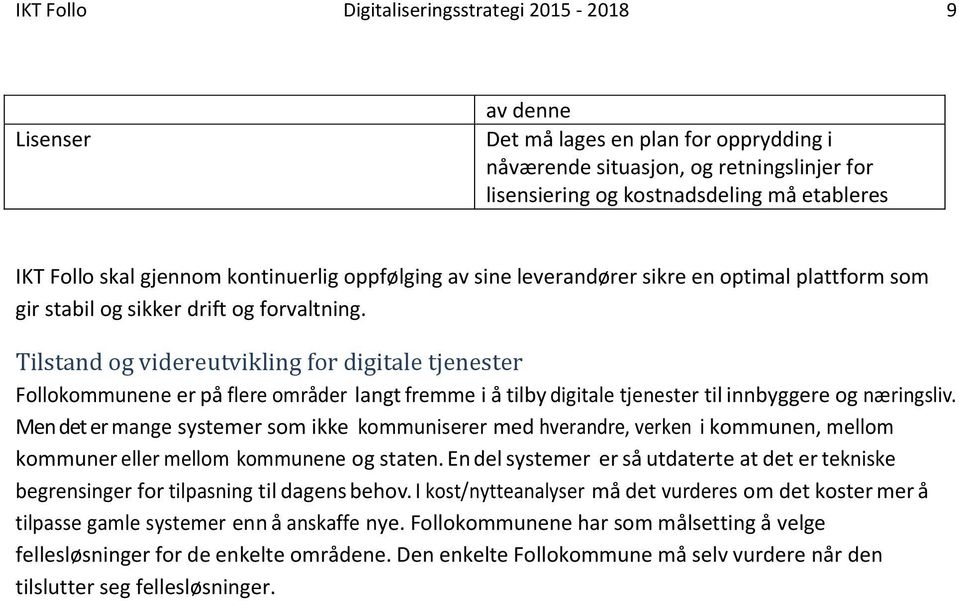 Tilstand og videreutvikling for digitale tjenester Follokommunene er på flere områder langt fremme i å tilby digitale tjenester til innbyggere og næringsliv.