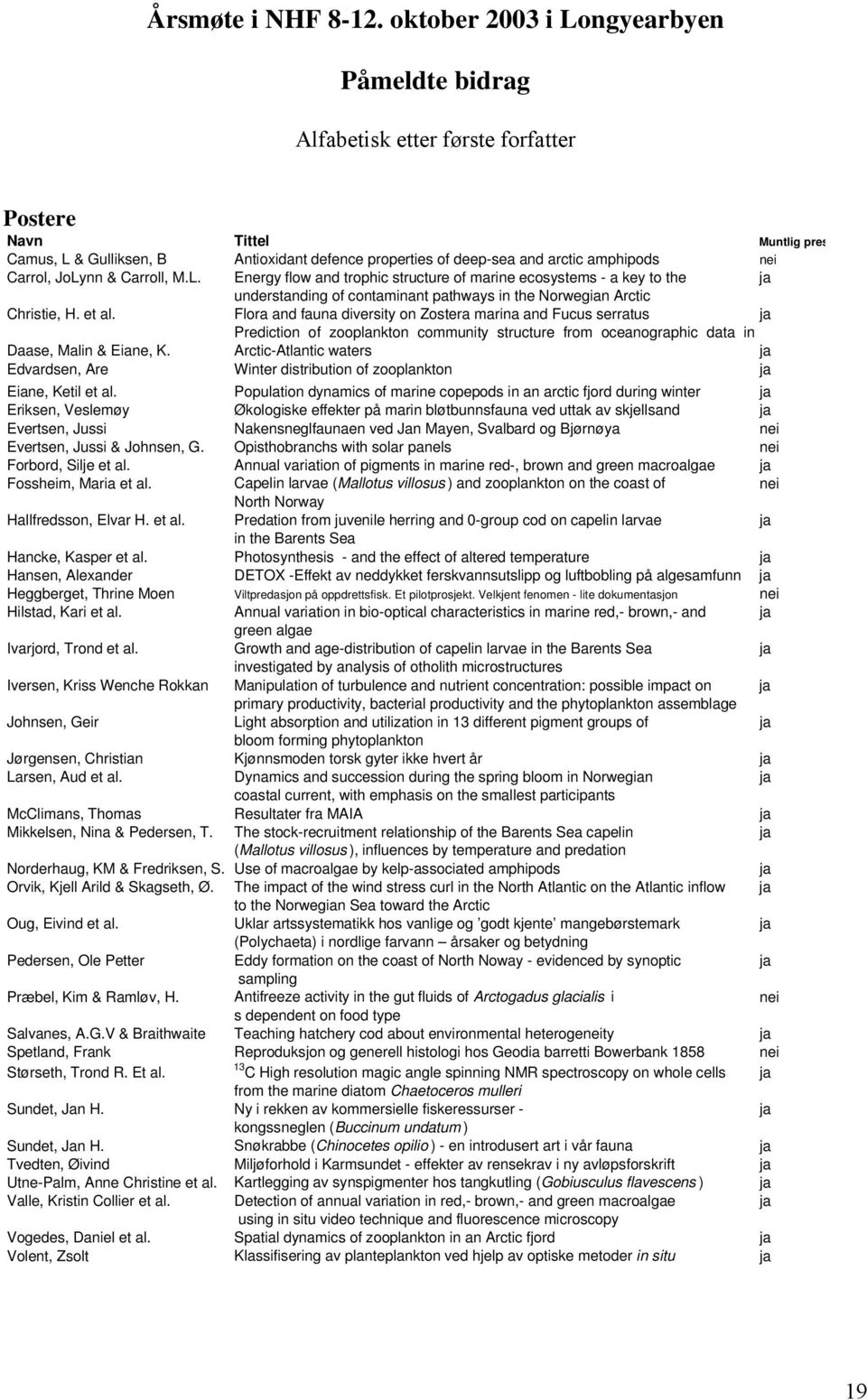 nei Carrol, JoLynn & Carroll, M.L. Energy flow and trophic structure of marine ecosystems - a key to the ja understanding of contaminant pathways in the Norwegian Arctic Christie, H. et al.