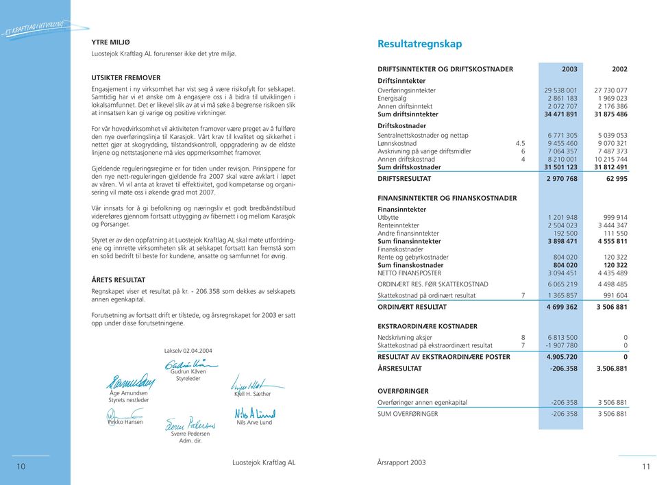 For vår hovedvirksomhet vil aktiviteten framover være preget av å fullføre den nye overføringslinja til Karasjok.