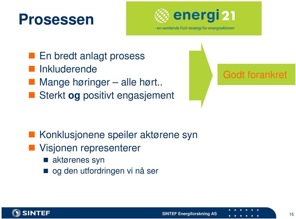 . Sterkt og positivt engasjement Godt forankret