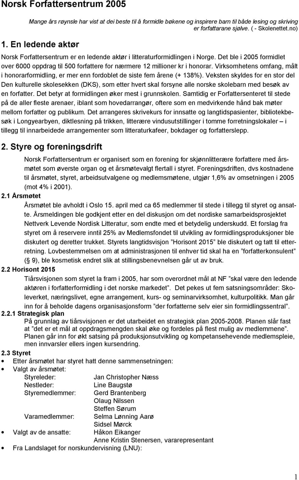 Virksomhetens omfang, målt i honorarformidling, er mer enn fordoblet de siste fem årene (+ 138%).