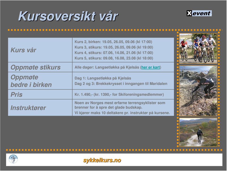 08 (kl 18:00) Alle dager: Langsetløkka på Kjelsås (her er kart) Dag 1: Langsetløkka på Kjelsås Dag 2 og 3: Brekkekrysset i inngangen til Maridalen Kr.