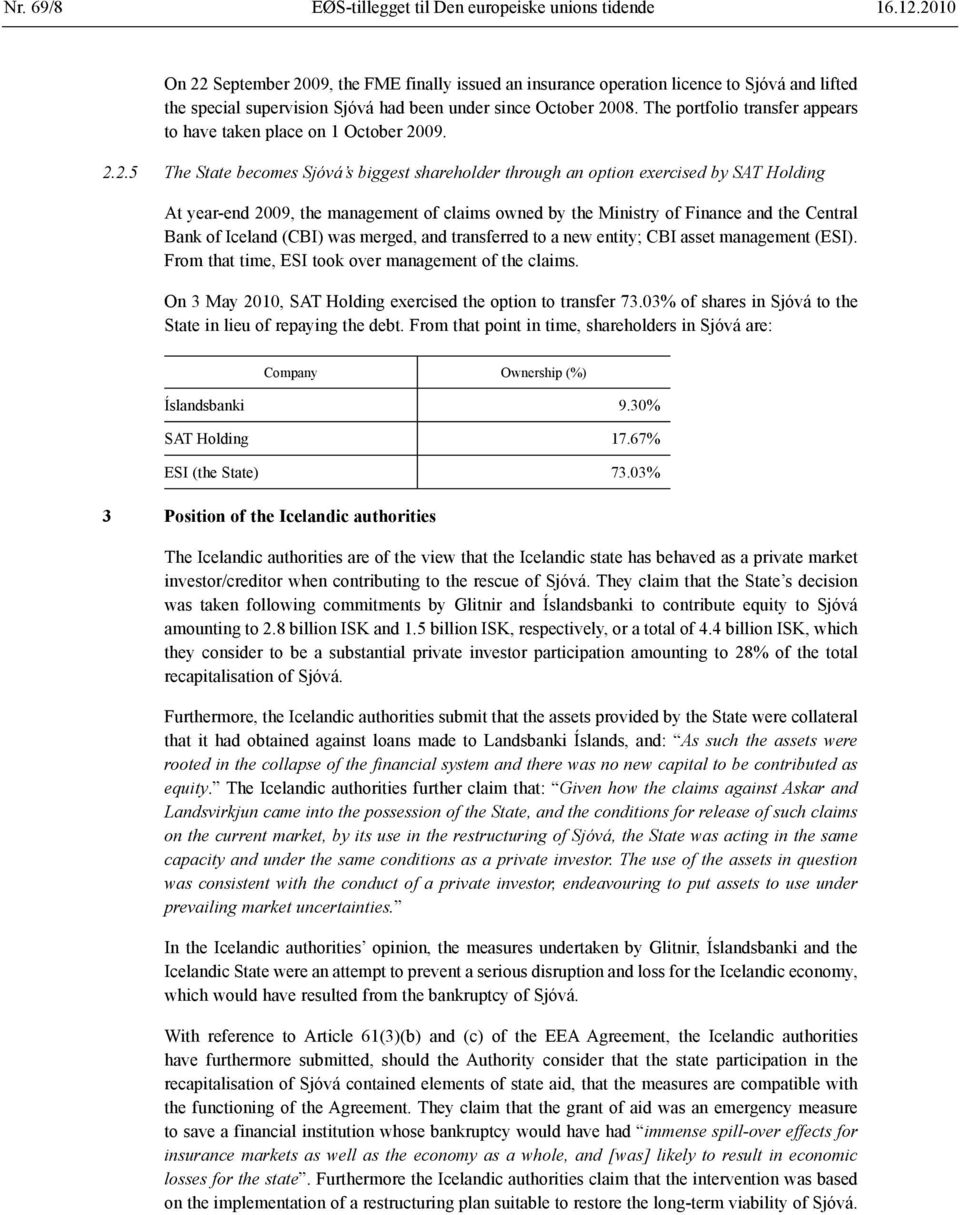 The portfolio transfer appears to have taken place on 1 October 20