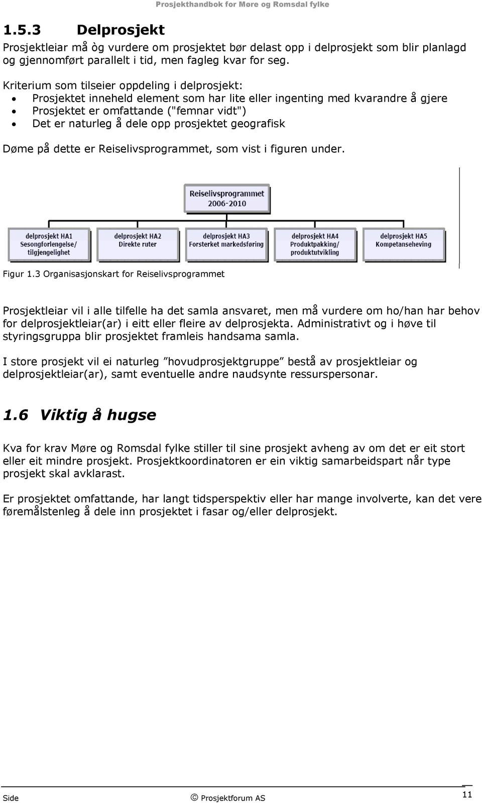 prosjektet geografisk Døme på dette er Reiselivsprogrammet, som vist i figuren under. Figur 1.