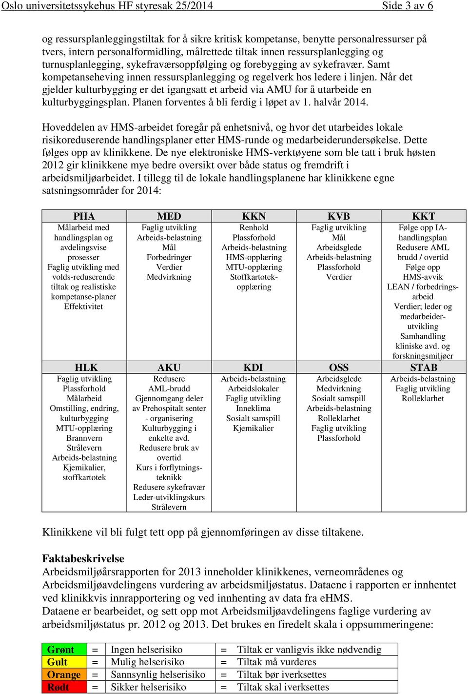 Når det gjelder kulturbygging er det igangsatt et arbeid via AMU for å utarbeide en kulturbyggingsplan. Planen forventes å bli ferdig i løpet av 1. halvår 2014.