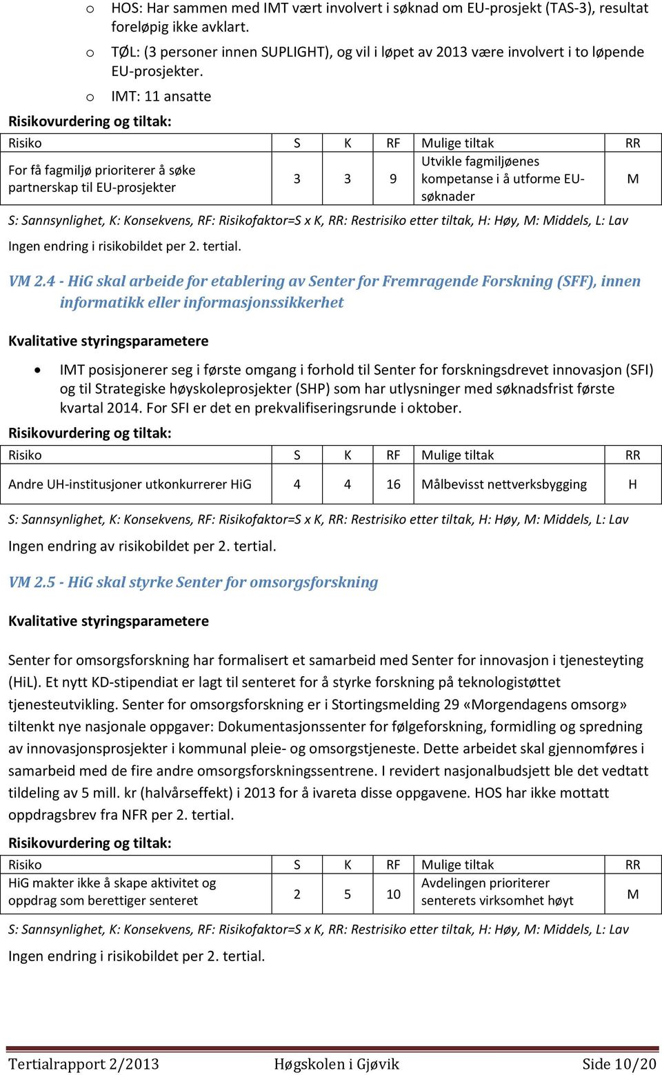 IMT: 11 ansatte Utvikle fagmiljøenes For få fagmiljø prioriterer å søke 3 3 9 kompetanse i å utforme EUsøknader M partnerskap til EU-prosjekter VM 2.