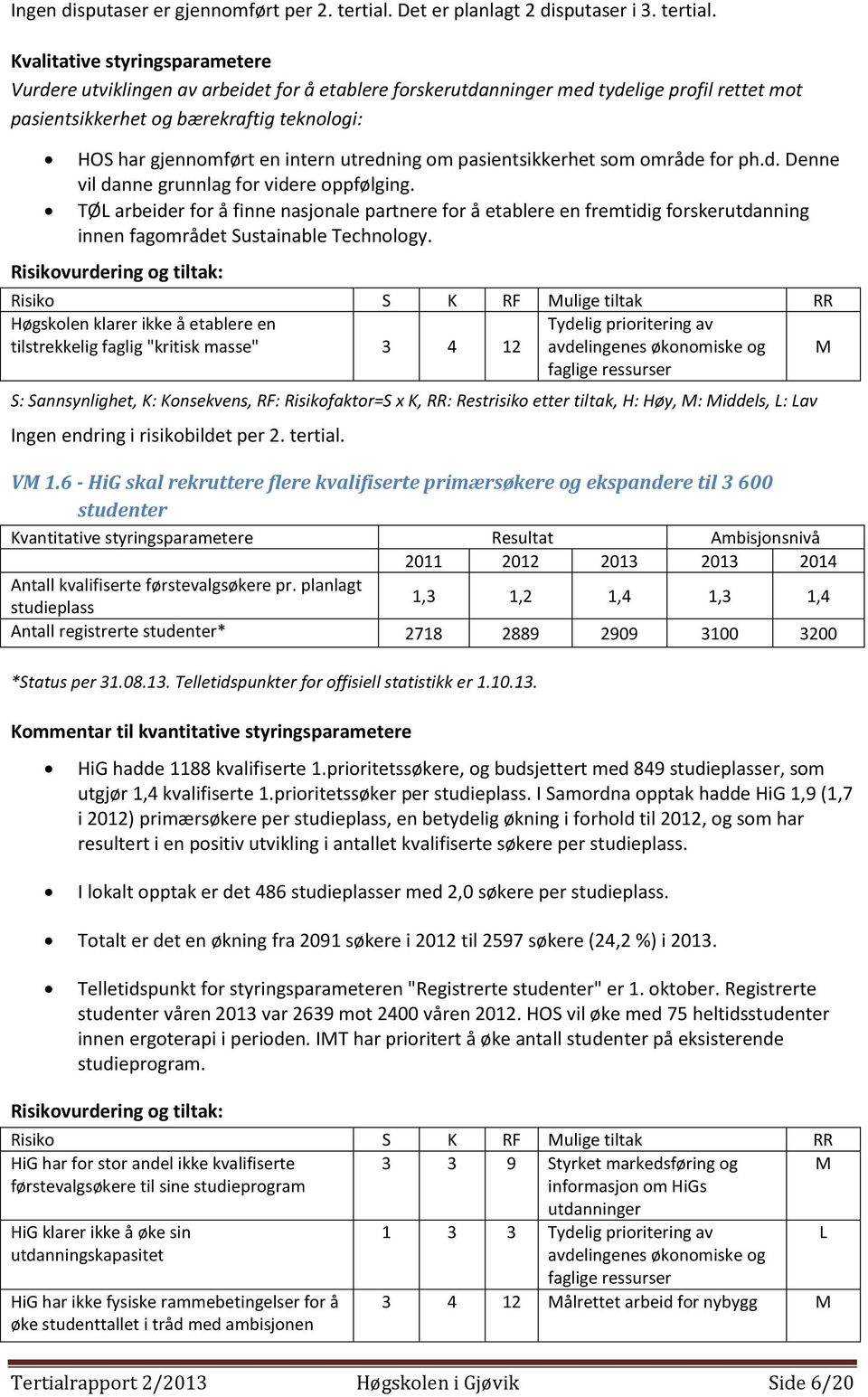 Vurdere utviklingen av arbeidet for å etablere forskerutdanninger med tydelige profil rettet mot pasientsikkerhet og bærekraftig teknologi: HOS har gjennomført en intern utredning om pasientsikkerhet