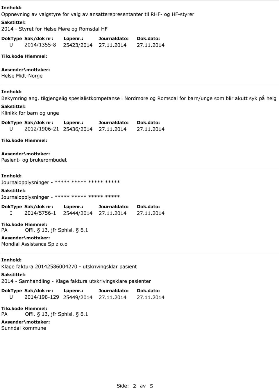 tilgjengelig spesialistkompetanse i Nordmøre og Romsdal for barn/unge som blir akutt syk på helg Klinikk for barn og unge 2012/1906-21 25436/2014