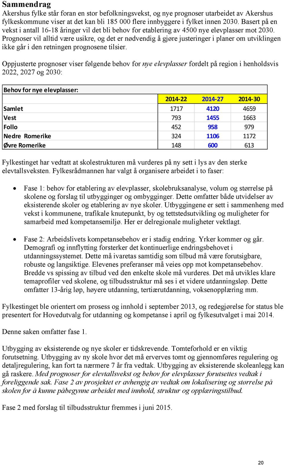 Prognoser vil alltid være usikre, og det er nødvendig å gjøre justeringer i planer om utviklingen ikke går i den retningen prognosene tilsier.