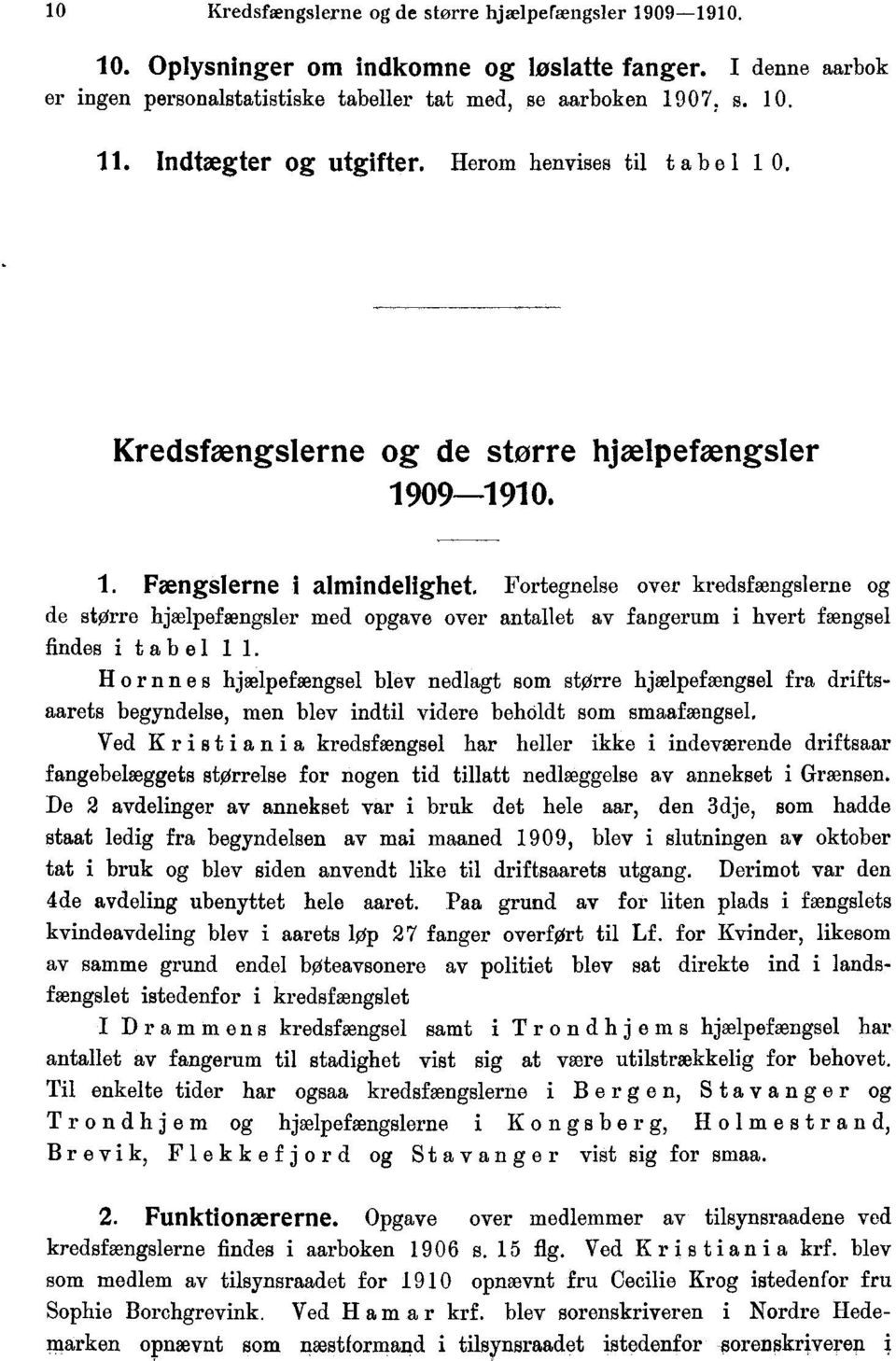 av fangerum i hvert fængsel findes i tab el Hornnes hjælpefængsel blev nedlagt som større hjælpefængsel fra driftsaarets begyndelse, men blev indtil videre beholdt som smaaftengsel Ved Kristiania