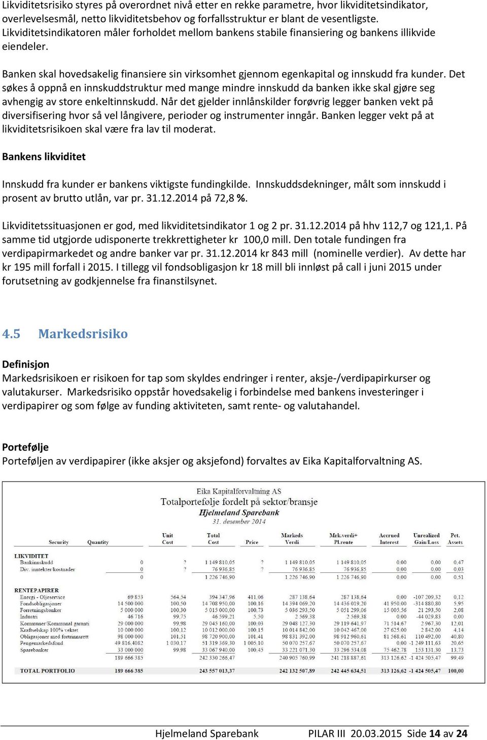 Banken skal hovedsakelig finansiere sin virksomhet gjennom egenkapital og innskudd fra kunder.