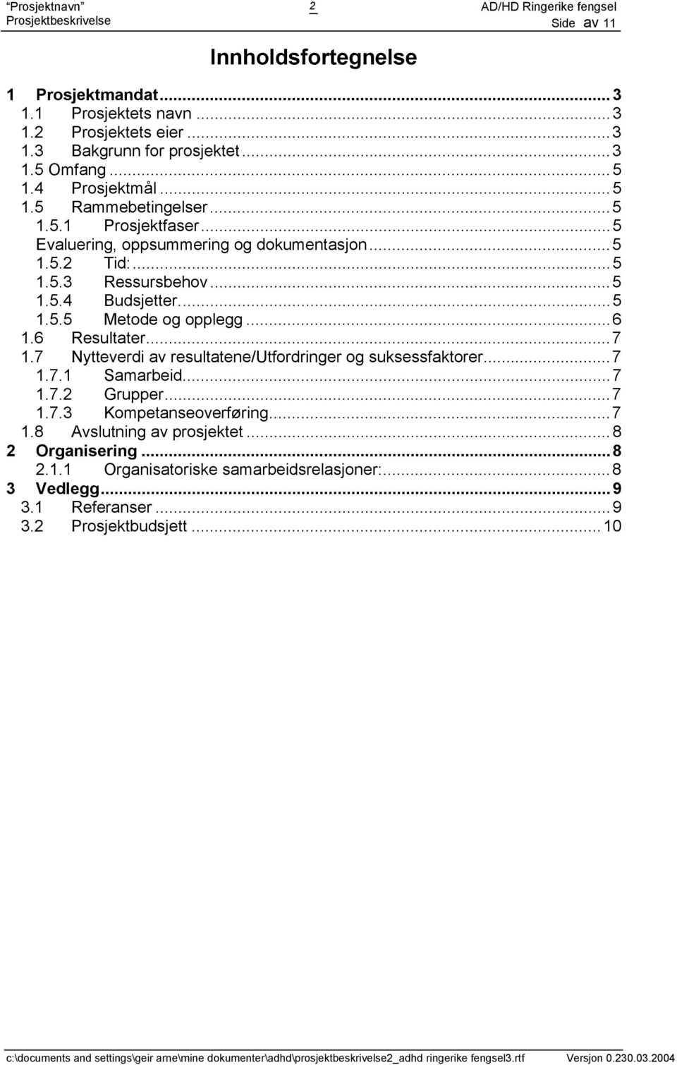 6 Resultater...7 1.7 Nytteverdi av resultatene/utfordringer og suksessfaktorer...7 1.7.1 Samarbeid...7 1.7.2 Grupper...7 1.7.3 Kompetanseoverføring...7 1.8 Avslutning av prosjektet.