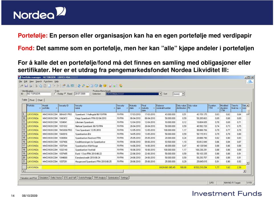 porteføljen For å kalle det en portefølje/fond må det finnes en samling med