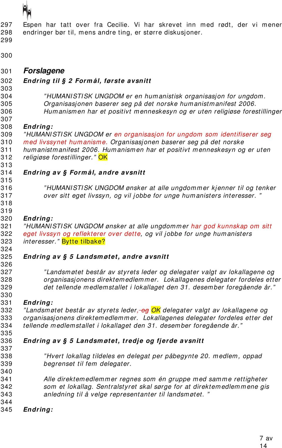 Endring til 2 Formål, første avsnitt HUMANISTISK UNGDOM er en humanistisk organisasjon for ungdom. Organisasjonen baserer seg på det norske humanistmanifest 2006.