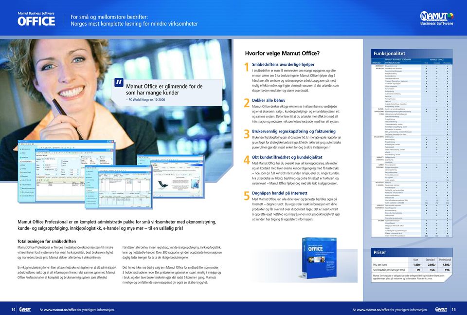 Totalløsningen for småbedriften Office Professional er Norges mestselgende økonomisystem til mindre virksomheter fordi systemene har mest funksjonalitet, best brukervennlighet og markedets beste pris.