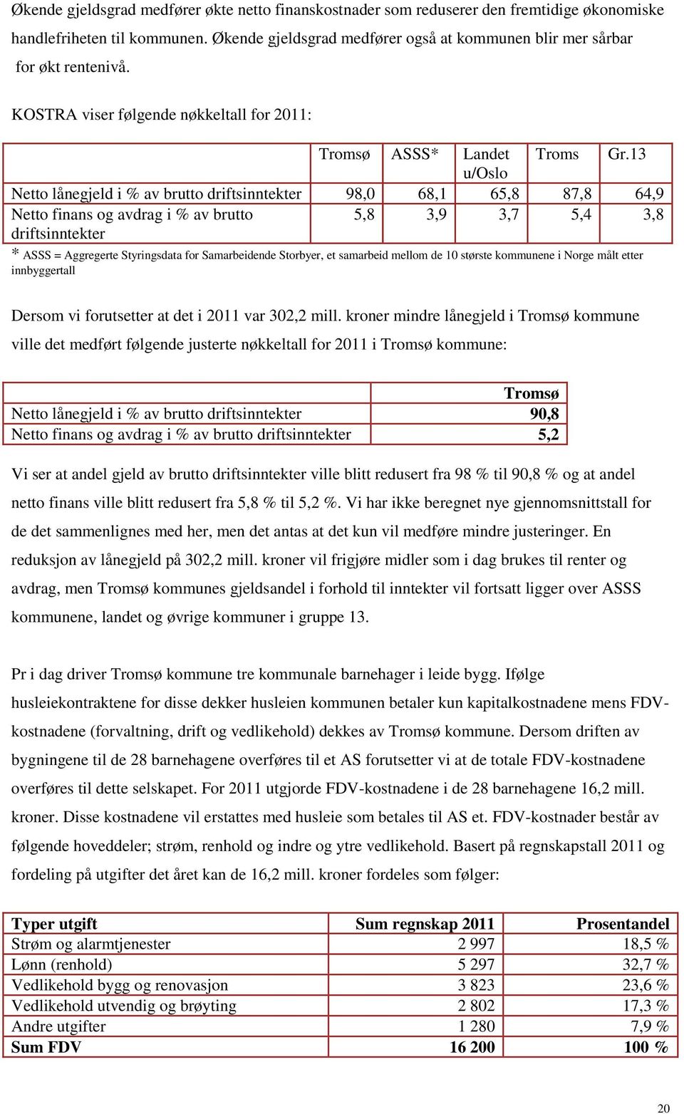 13 u/oslo Netto lånegjeld i % av brutto driftsinntekter 98,0 68,1 65,8 87,8 64,9 Netto finans og avdrag i % av brutto driftsinntekter 5,8 3,9 3,7 5,4 3,8 * ASSS = Aggregerte Styringsdata for