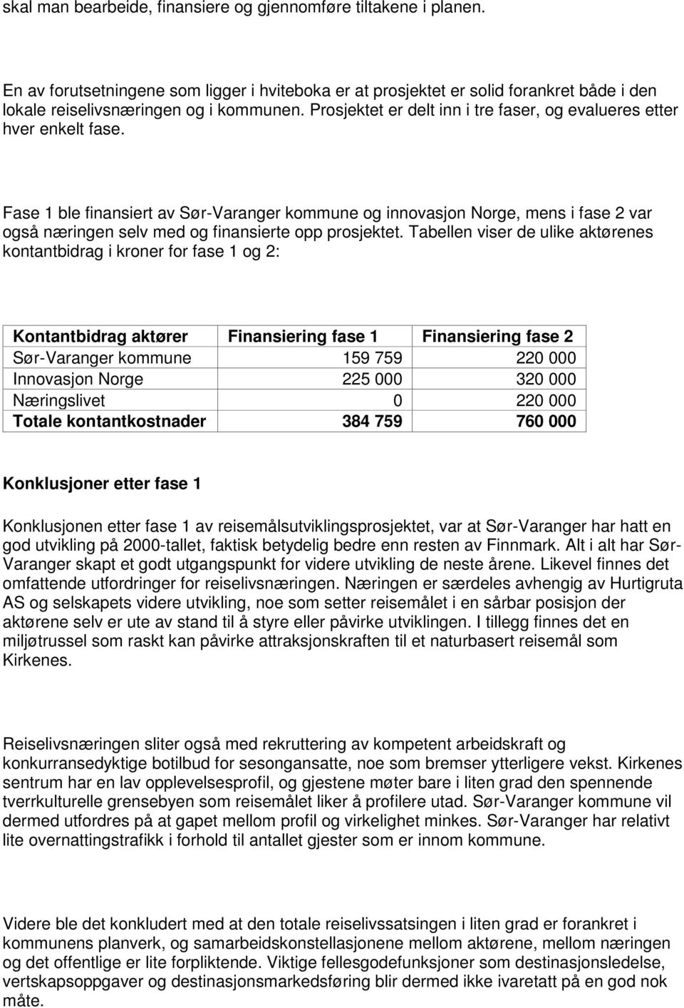 Fase 1 ble finansiert av Sør-Varanger kommune og innovasjon Norge, mens i fase 2 var også næringen selv med og finansierte opp prosjektet.