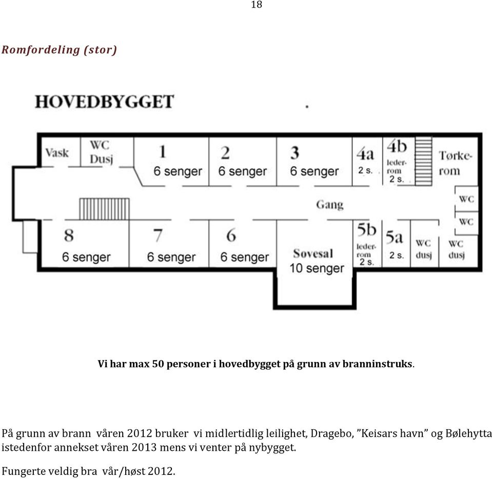 På grunn av brann våren 2012 bruker vi midlertidlig leilighet,